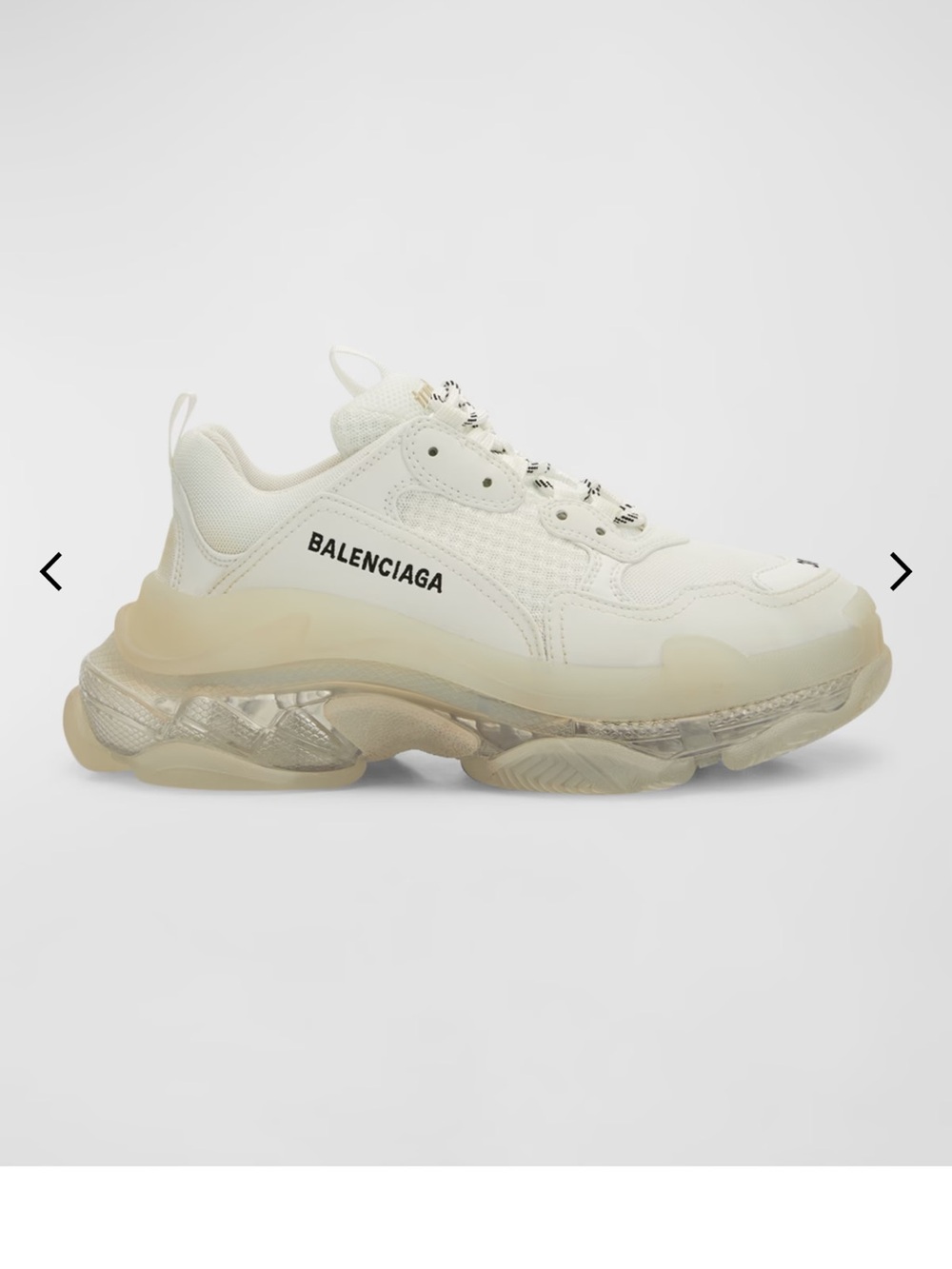 Balenciaga Triple S Sneaker in Off-White with Translucent Beige Sole